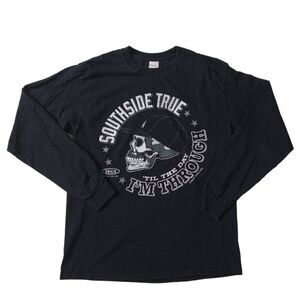 Gildan Ultra Cotton Black Southside True Graphic Long Sleeve Tee Men's Medium